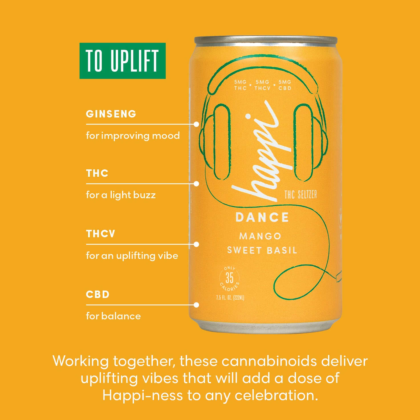Dance THC Seltzer (5mg) | Uplifting Social Boost | Happi