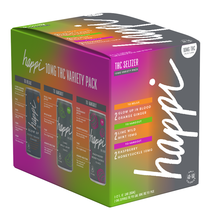 Happi Variety Pack 10mg | THC Seltzer Starter Pack (6 cans) | Happi Happi Variety Pack 10mg | THC Seltzer Starter Pack (6 cans) | Happi