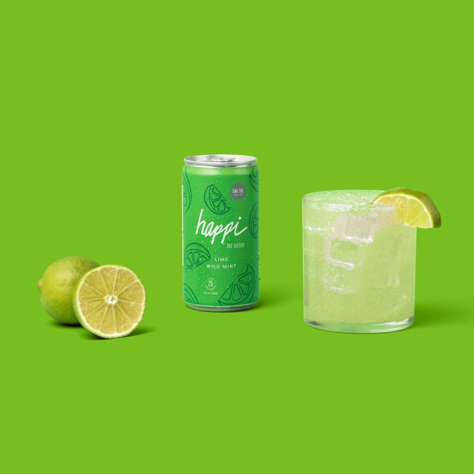 THC Seltzer for Hanging Out | Lime Wild Mint 5mg | Happi
