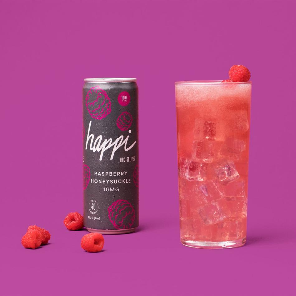 Happi | Raspberry Honeysuckle 10mg THC-Infused Seltzer
