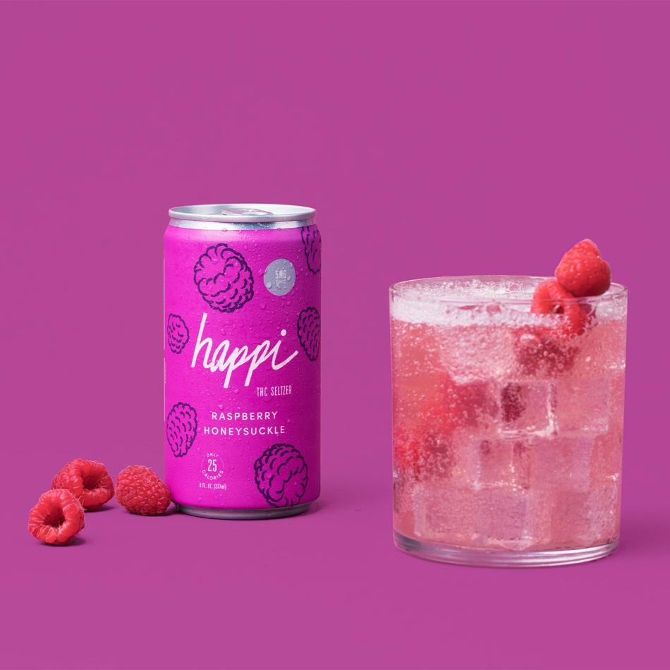 Raspberry Honeysuckle THC Seltzer (5mg) | Social Sip | Happi