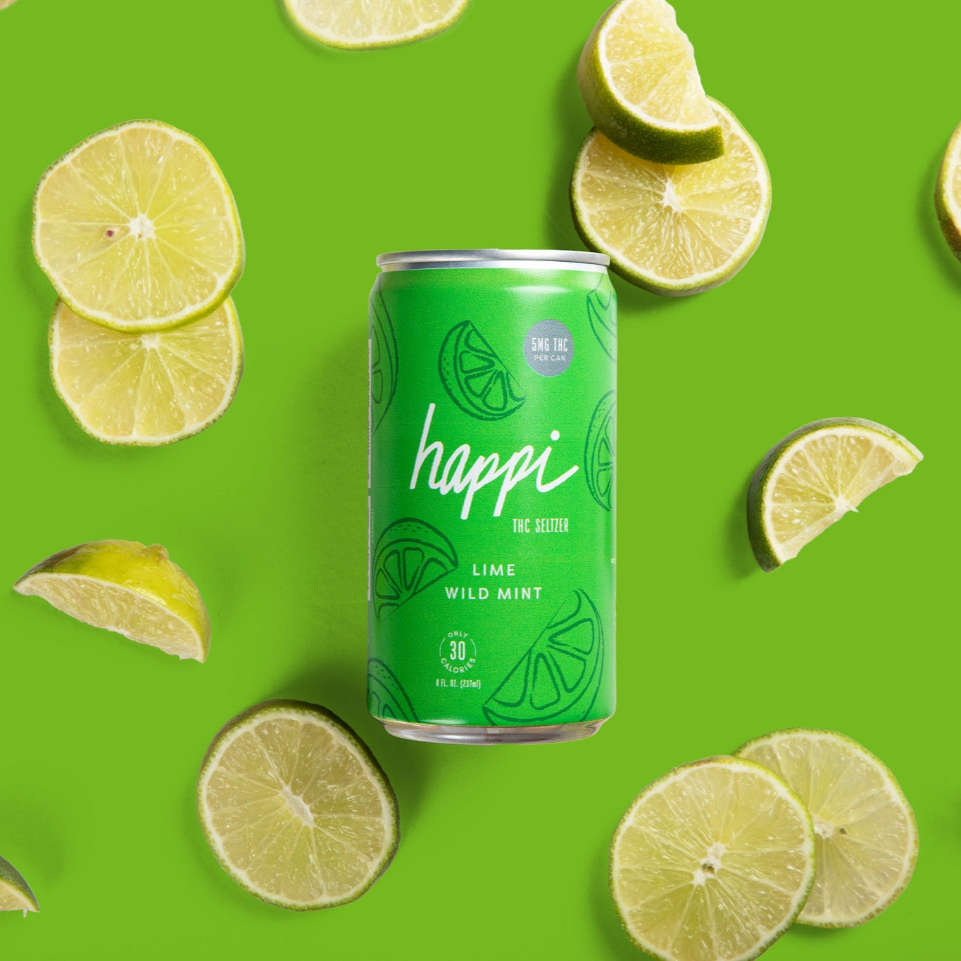 THC Seltzer for Hanging Out | Lime Wild Mint 5mg | Happi
