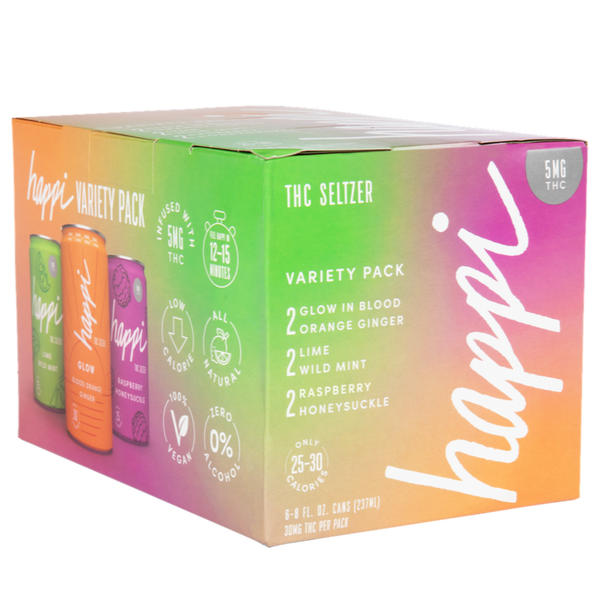 Happi Variety Pack | 6-Pack of Of Our Top Three THC Seltzer Flavors