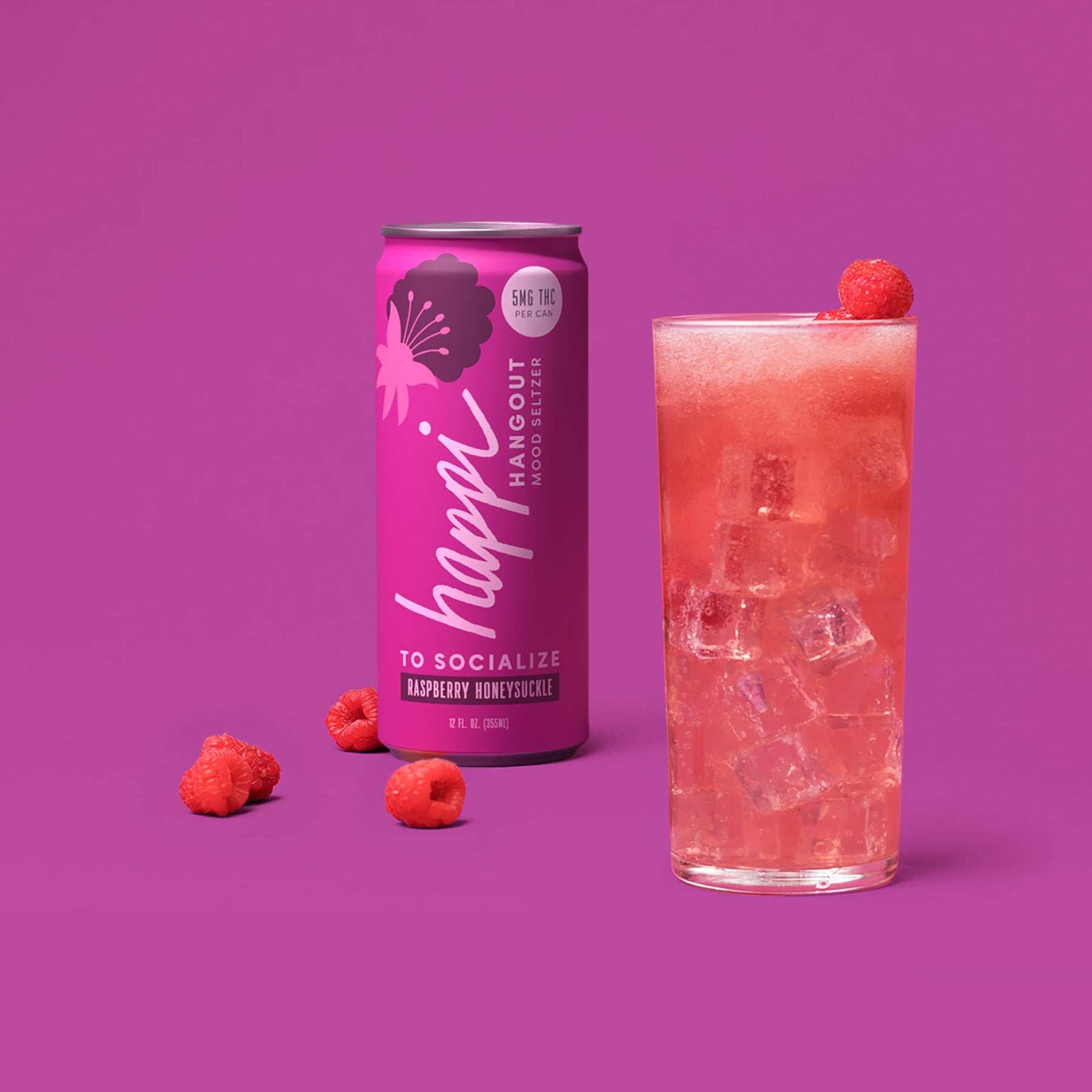 Raspberry Honeysuckle THC Seltzer (5mg) | Social Sip | Happi