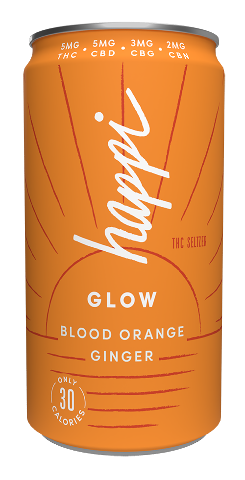 Happi, Glow in Blood Orange Ginger THC seltzer